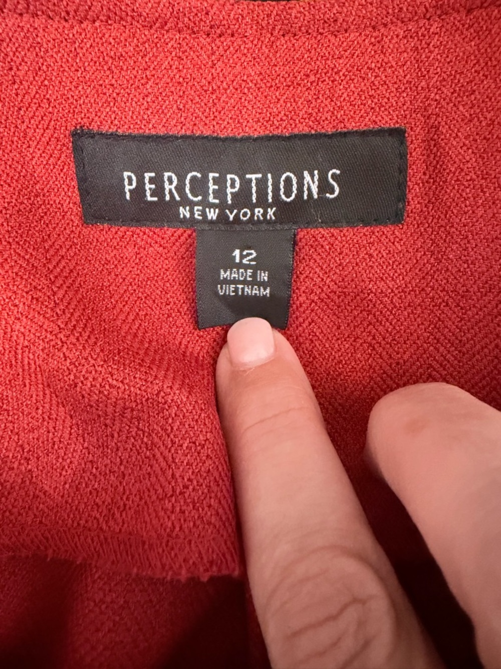 Perceptions NY Red Textured Jacket Cropped Button Front Blazer Size 12 - Picture 3 of 10